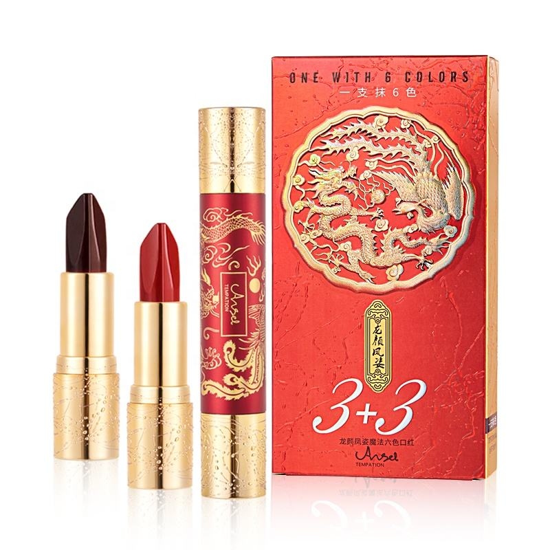自有品牌6色哑光唇膏化妆品唇膏天鹅绒唇膏化妆素食中国红唇膏